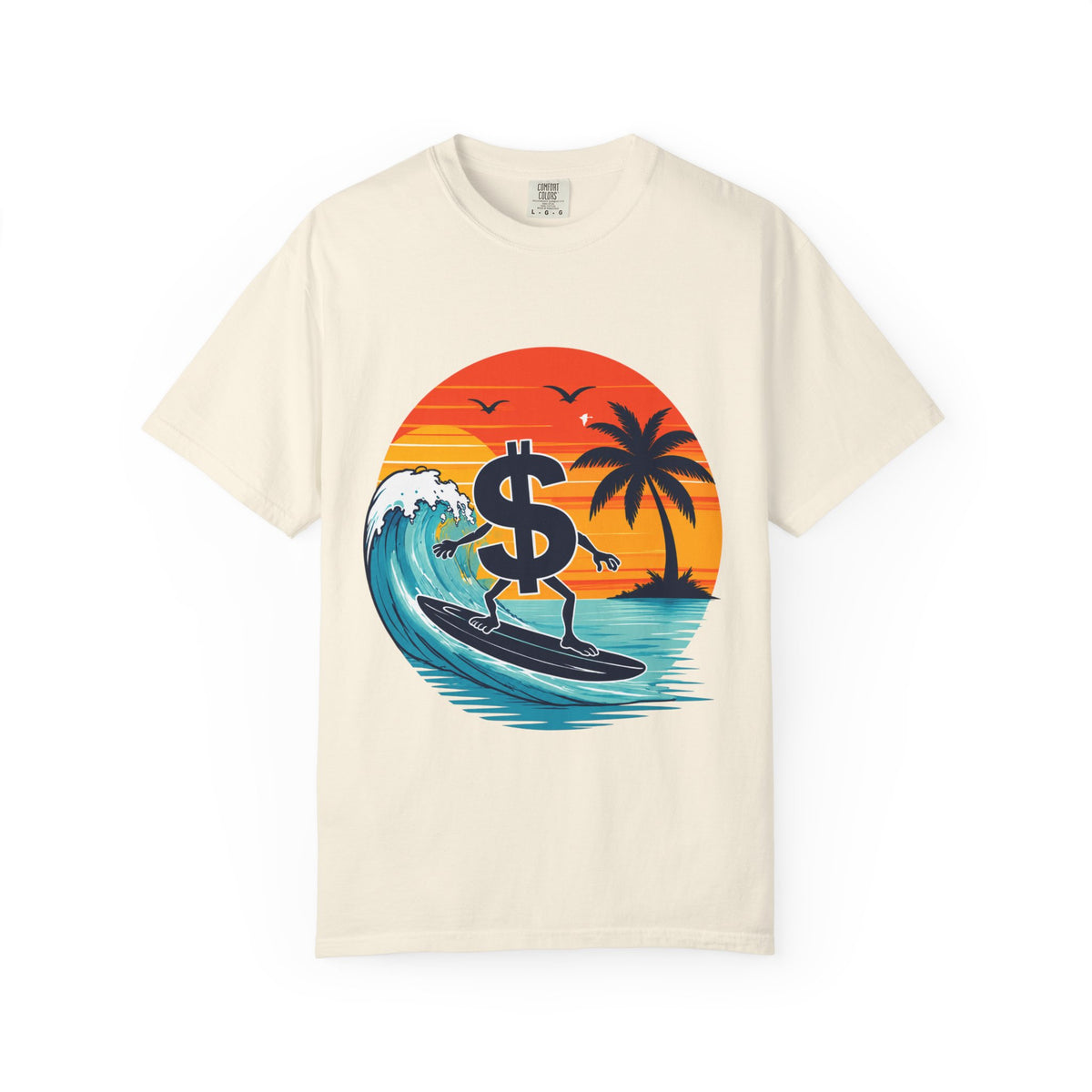 Surf Money T-Shirt — Sunset Palm Beach Surfboard