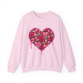 Heart of Roses Crewneck Sweatshirt — Dripping Pink Floral Heart Design