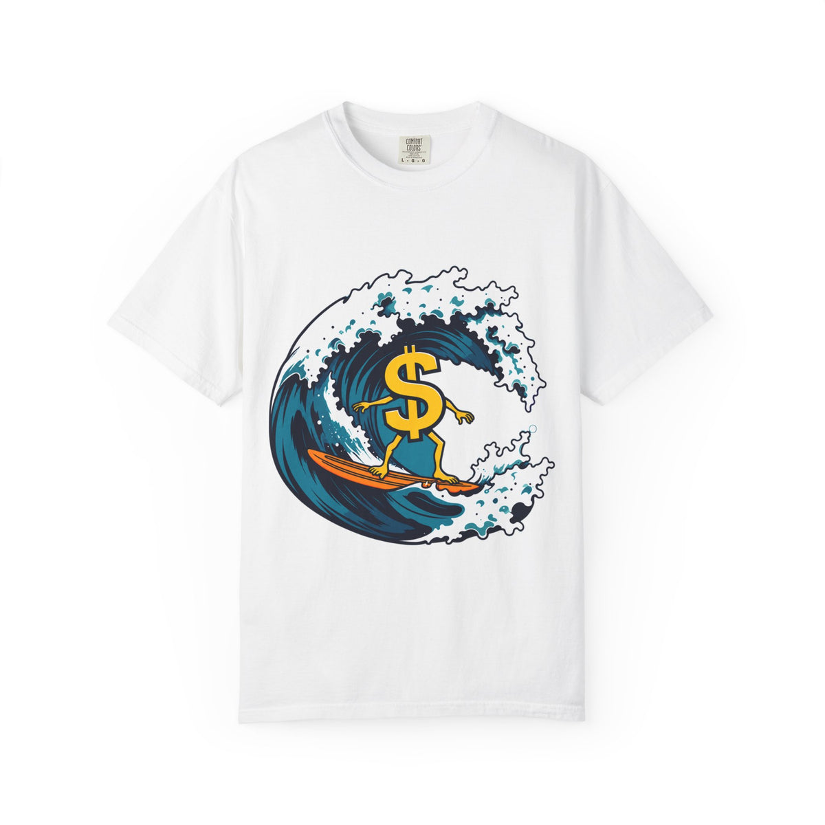 Money Wave Surf T-Shirt — Surfing Dollar Sign Graphic Tee