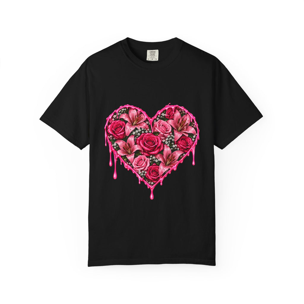 Heart of Roses Unisex Garment-Dyed T-shirt