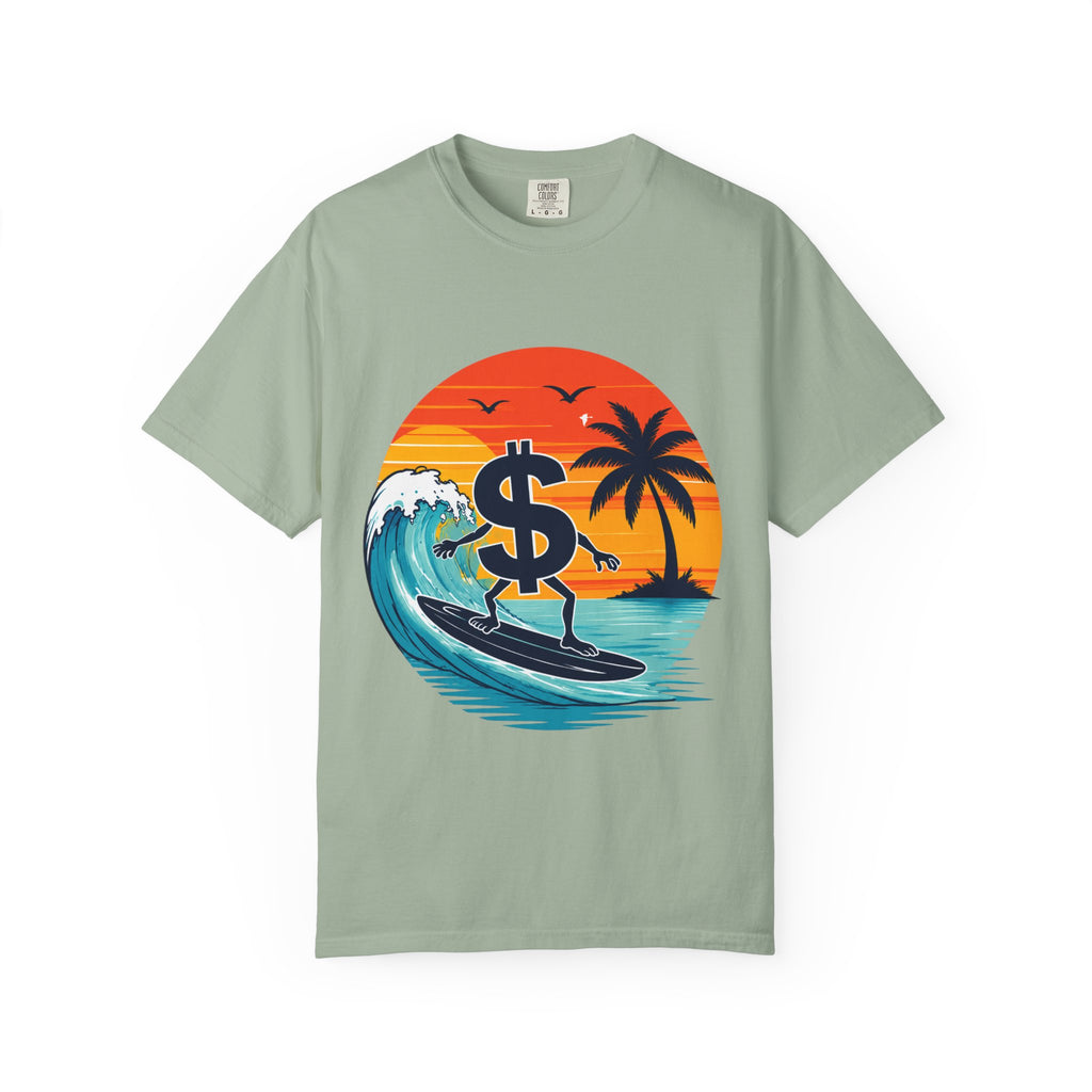 Surf Money T-Shirt — Sunset Palm Beach Surfboard