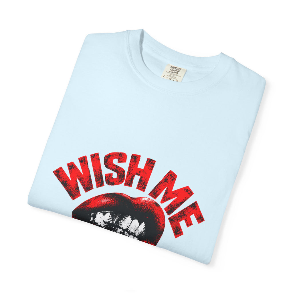 Wish Me Luck (Unisex) T-shirt — Retro Red Lip
