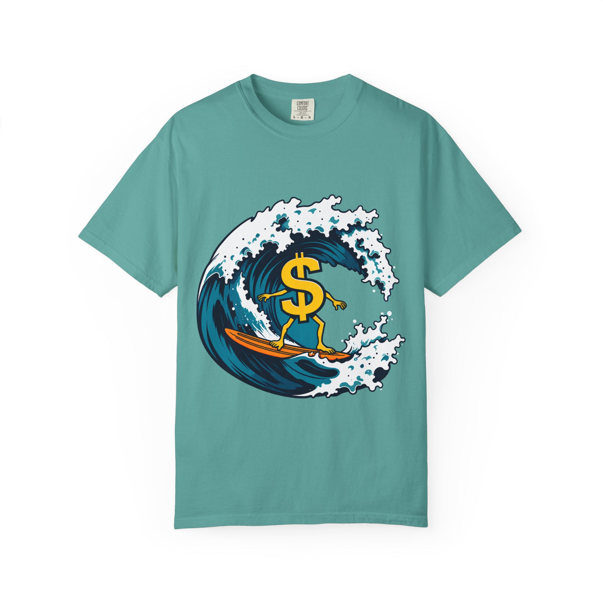 Money Wave Surf T-Shirt — Surfing Dollar Sign Graphic Tee