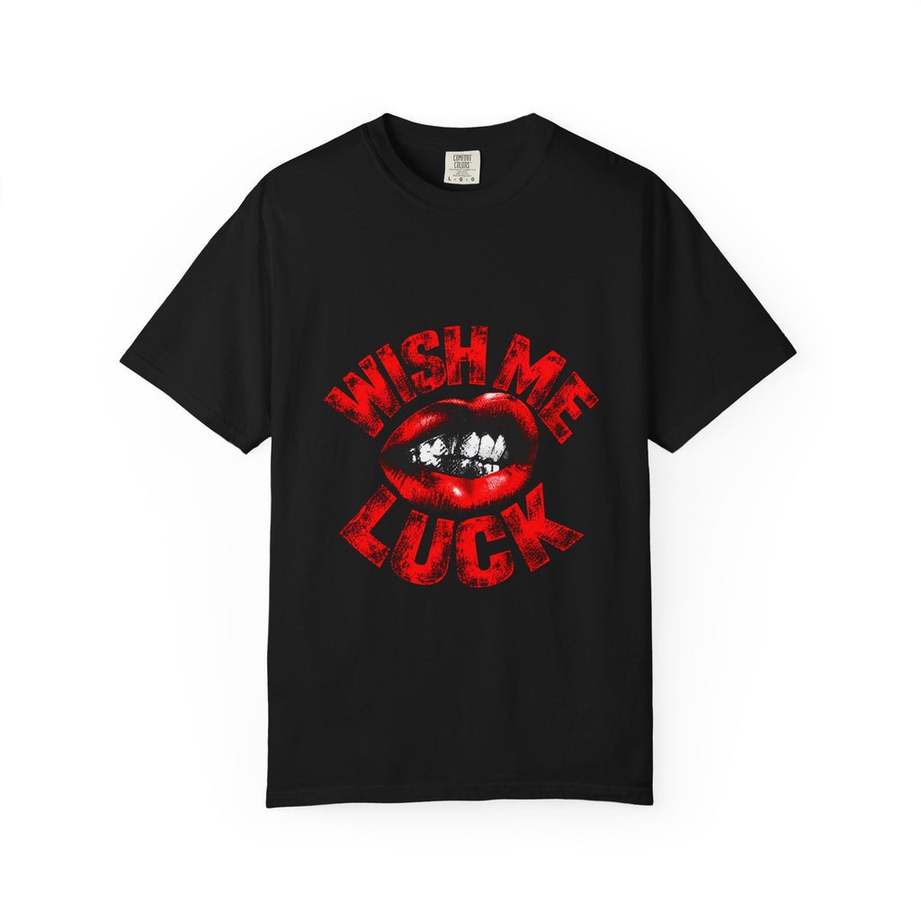 Wish Me Luck (Unisex) T-shirt — Retro Red Lip