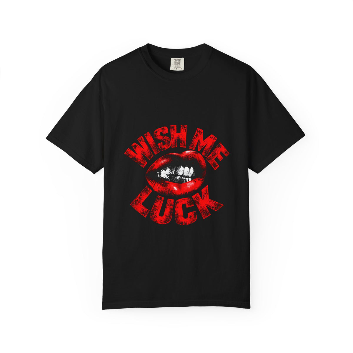 Wish Me Luck (Unisex) T-shirt — Retro Red Lip