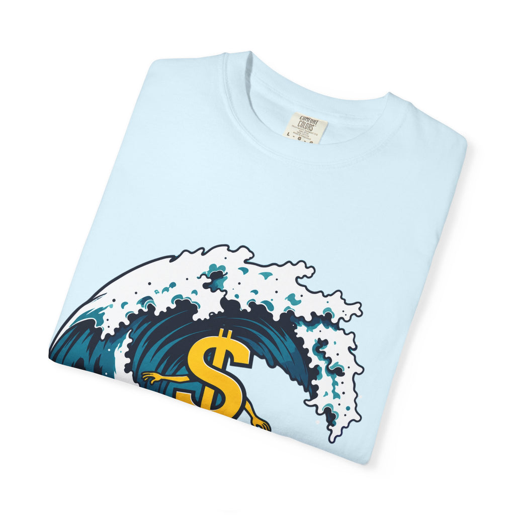 Money Wave Surf T-Shirt — Surfing Dollar Sign Graphic Tee