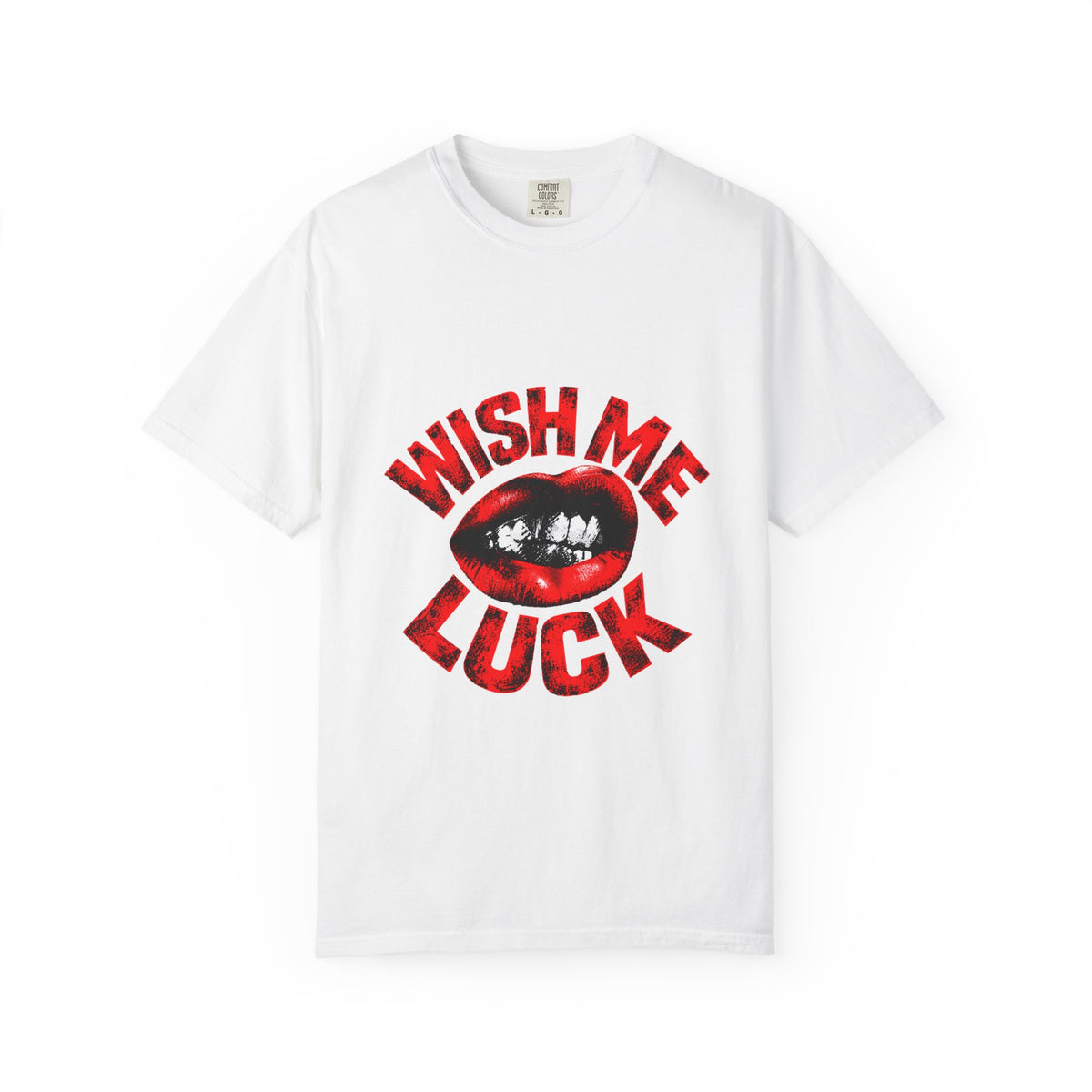 Wish Me Luck (Unisex) T-shirt — Retro Red Lip