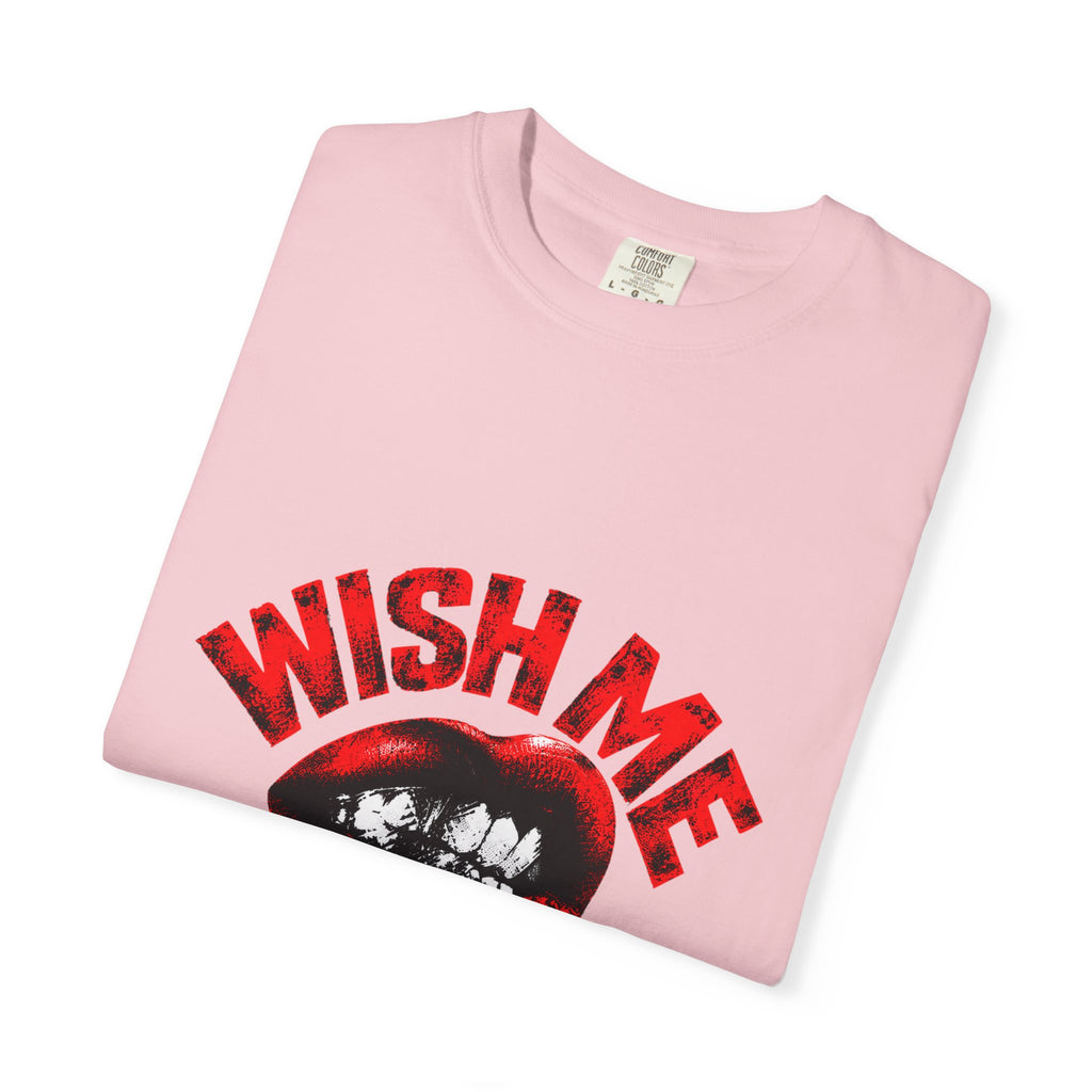 Wish Me Luck (Unisex) T-shirt — Retro Red Lip