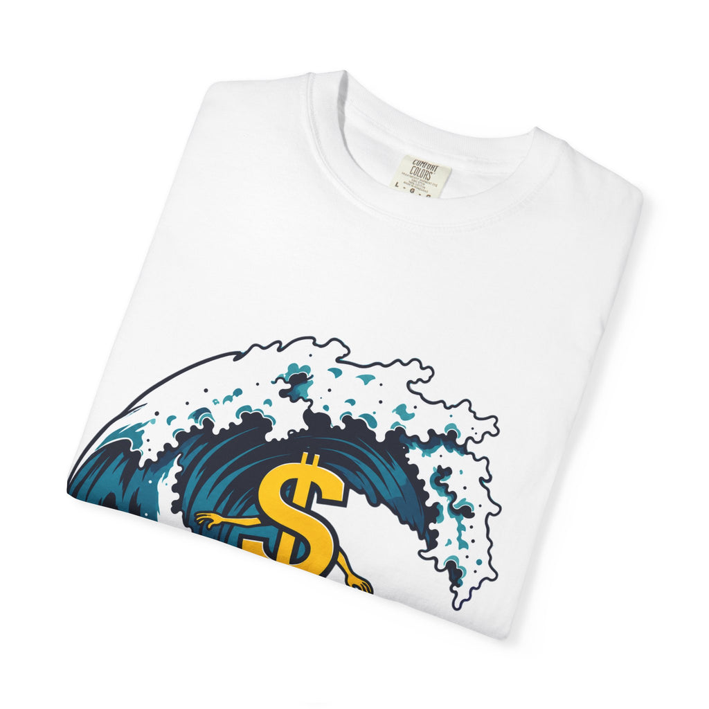 Money Wave Surf T-Shirt — Surfing Dollar Sign Graphic Tee