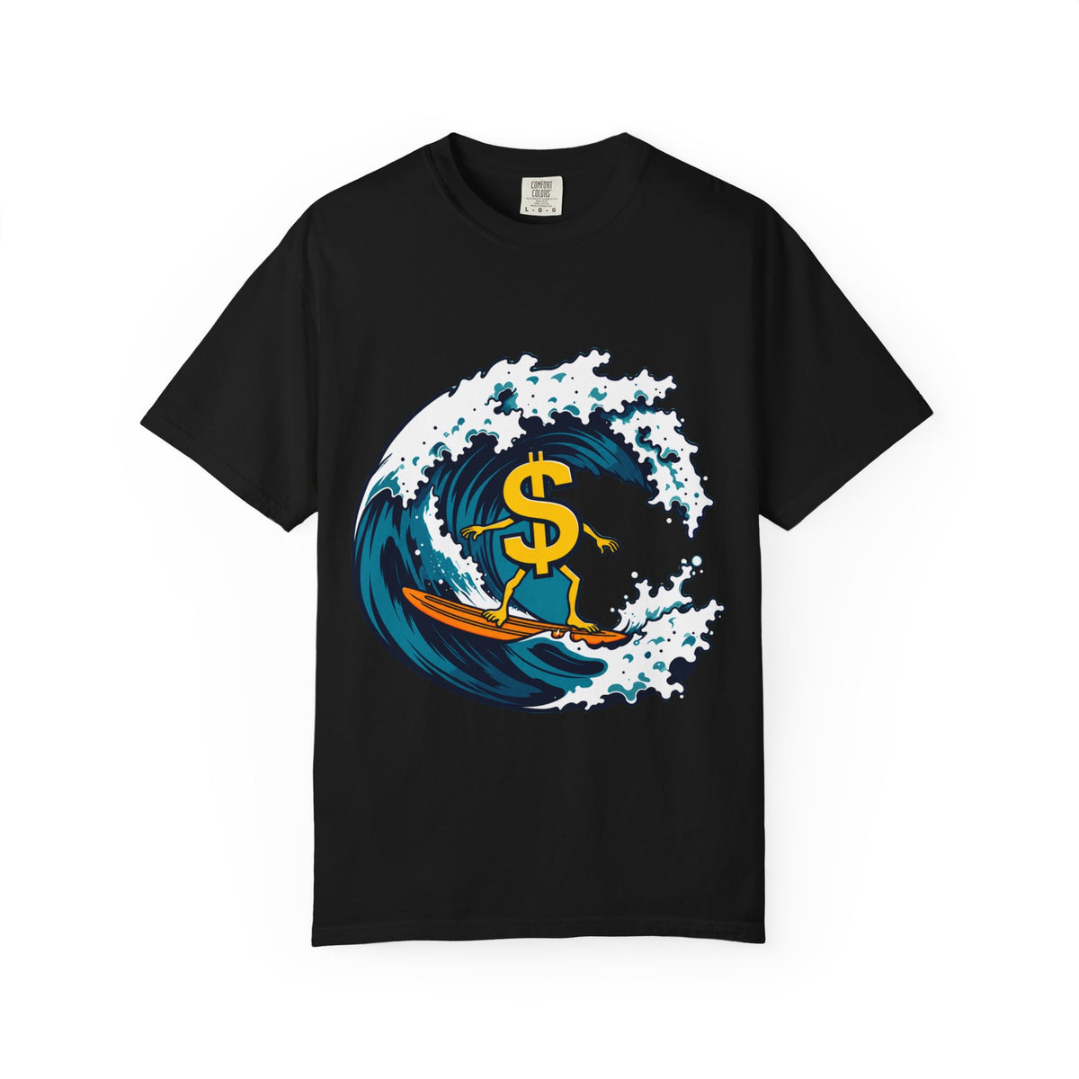 Money Wave Surf T-Shirt — Surfing Dollar Sign Graphic Tee
