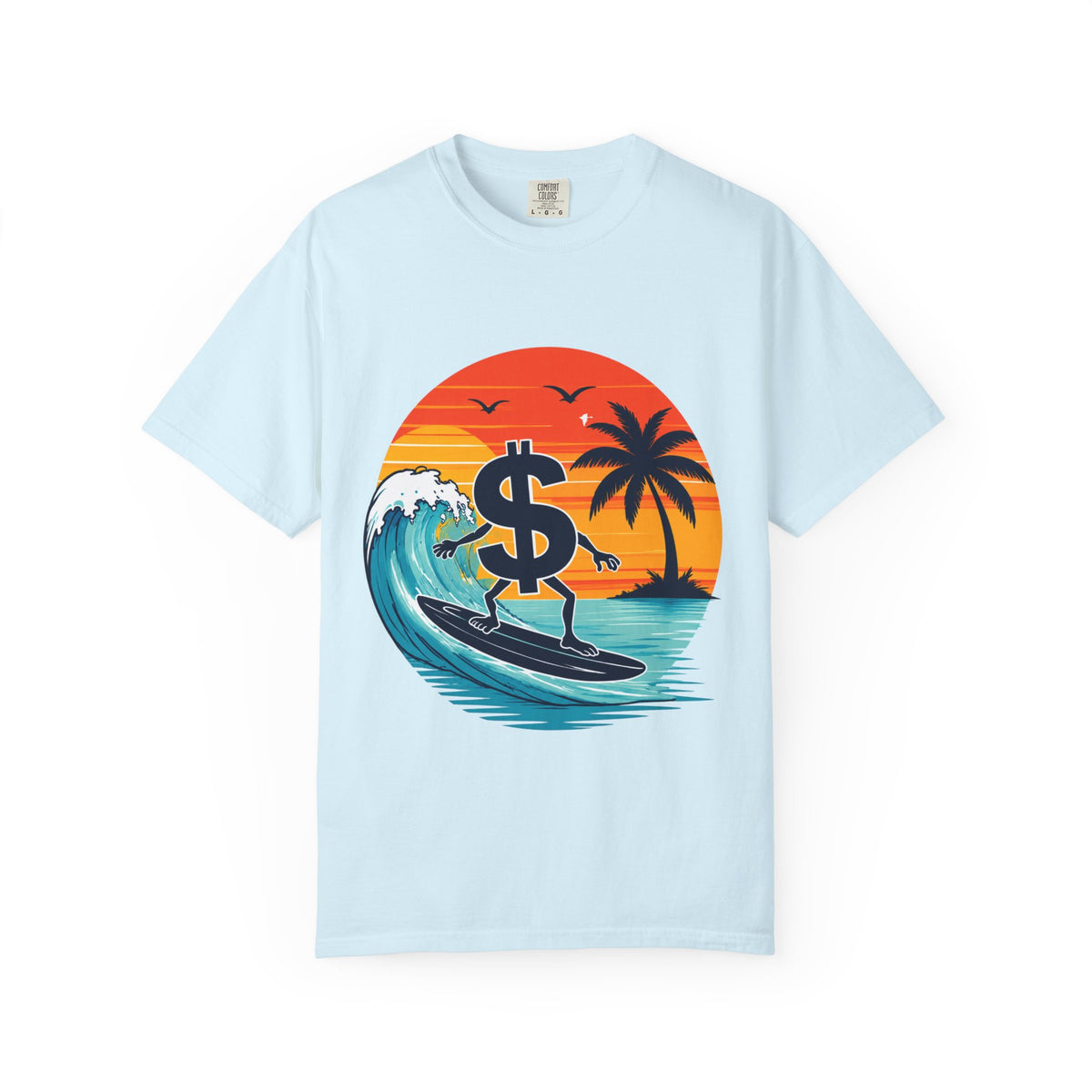Surf Money T-Shirt — Sunset Palm Beach Surfboard