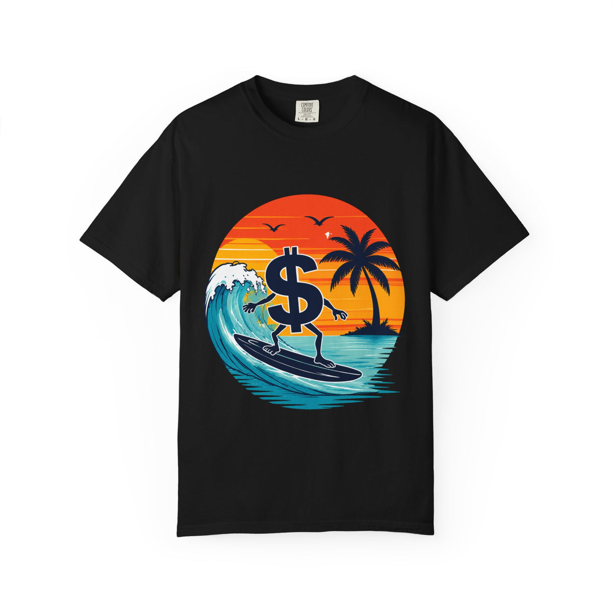 Surf Money T-Shirt — Sunset Palm Beach Surfboard