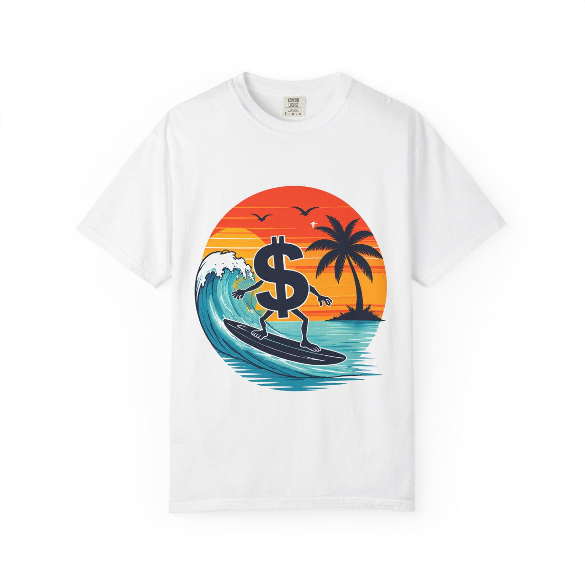 Surf Money T-Shirt — Sunset Palm Beach Surfboard