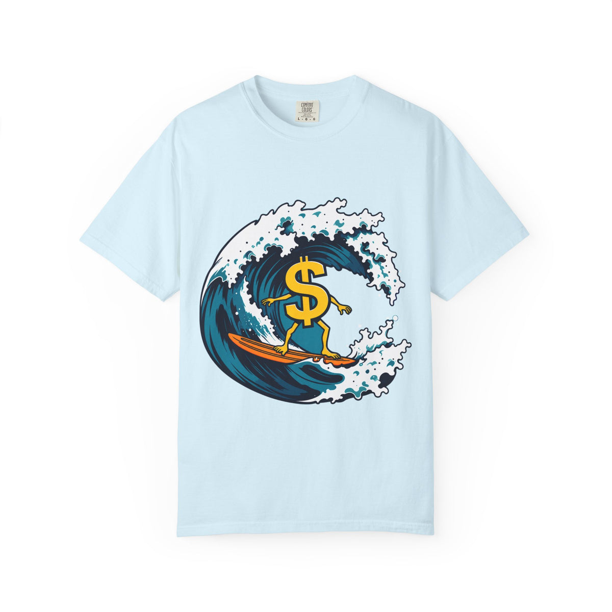 Money Wave Surf T-Shirt — Surfing Dollar Sign Graphic Tee